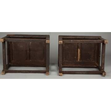 Pair of Chinese Carved Mortise & Tenon Arm Chairs
