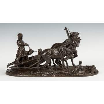 Evgeni Lanceray (Russian, 1875-1946) Group of a Troika, Bronze Sculpture