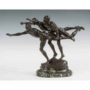 Alfred Boucher (French, 1850-1934) "Au But" Bronze Figural Group