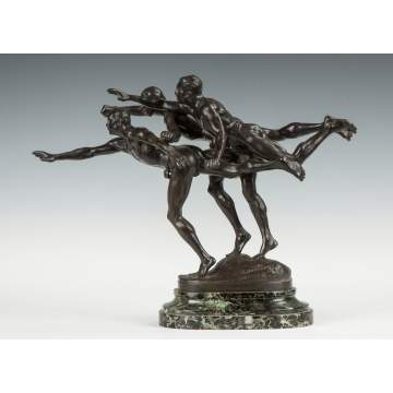 Alfred Boucher (French, 1850-1934) "Au But" Bronze Figural Group