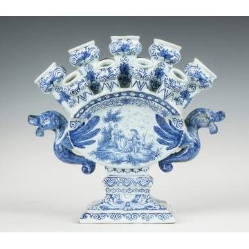 Early Delft Bough Vase with Winged Figure Handles