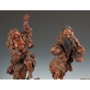 Pair of Asian Carved Burl & Root Figures