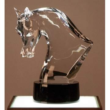 Lalique, France, Clear Crystal Horse's Head Sculpture