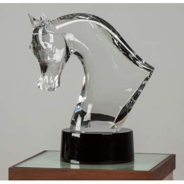 Lalique, France, Clear Crystal Horse's Head Sculpture
