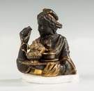Gilt & Patinated Bronze Inkwell of a Lady Serving Tea