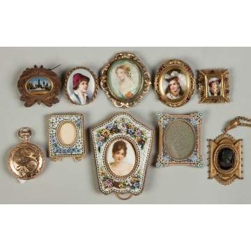 Various Miniature Frames, Brooches, etc.