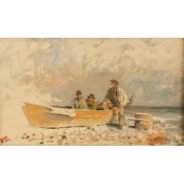 Painting of Fishermen on the Shore