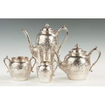 James Ross, Glasgow, English Sterling Silver 4-Piece Tea Set