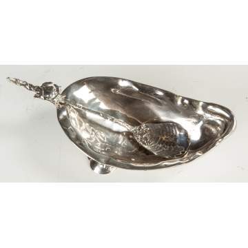 Sterling Silver Oyster Shaped Dish, In the Style of Gorham Narragansett