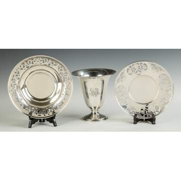 Sterling Silver Bowl, Vase & Tray