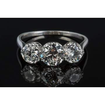 Ladies Platinum and Three-Diamond Vintage Ring