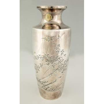 Japanese Sterling Silver and Mixed Metal Vase