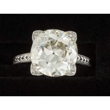 Platinum Antique Style Diamond Solitaire Engagement Ring 