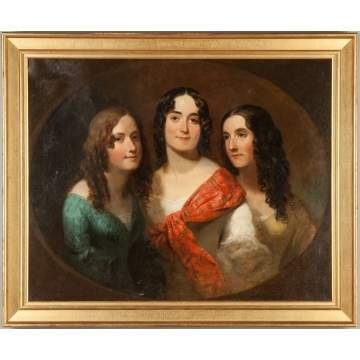 Portrait of Three Ladies in the Style of Thomas Sully (American, 1783-1872)