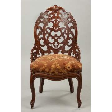 Victorian Laminated Rosewood and Pierced Carved Side Chair