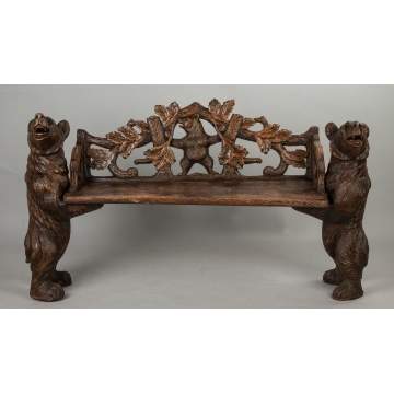 Black Forest Bench with Bears, Resin