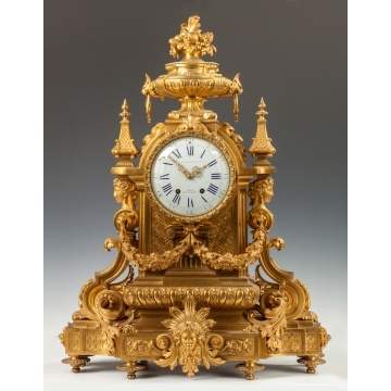 Fine Charpentier & Co. Gilt Bronze Mantle Clock
