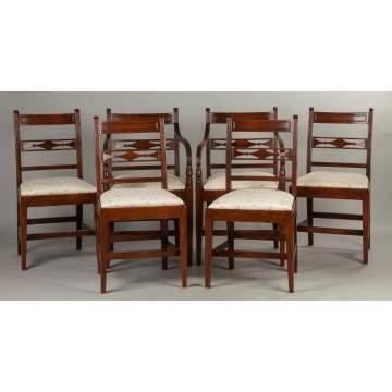 Set of Six New England Hepplewhite Cherry Dining Chairs