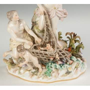 Meissen Porcelain Figural Group, Aquatic Motif