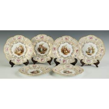 Six Meissen Plates with Courting Couples