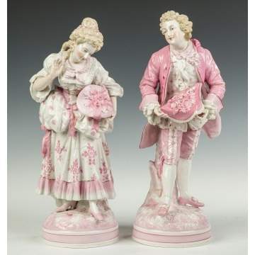 Pair of Hand Painted Porcelain Courting Figures