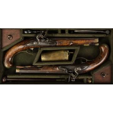 Pair of Cased Flintlock Pistols