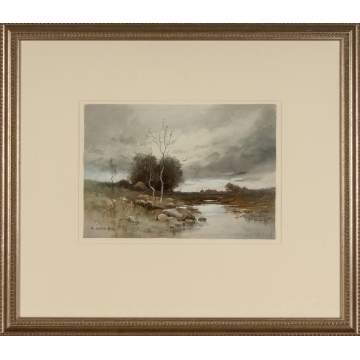 Edwin Landseer Harris (British, 1858-1901) Stream   & Landscape Scene