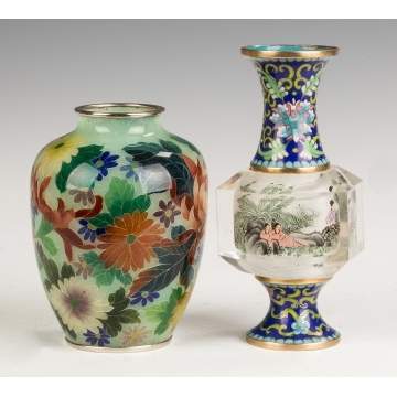 Plique du Jour and  Inside Painted and Cloisonne  Vase