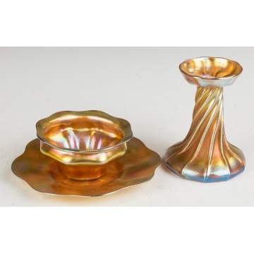 Two Tiffany Favrile Gold Iridescent Articles
