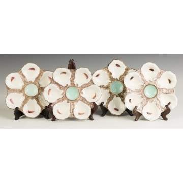 Four French Porcelain Oyster Plates