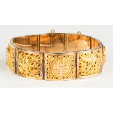 18k Gold Bracelet with Chinese Motif