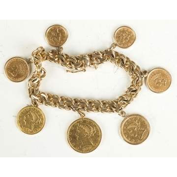 14k Gold Bracelet with Gold Coins