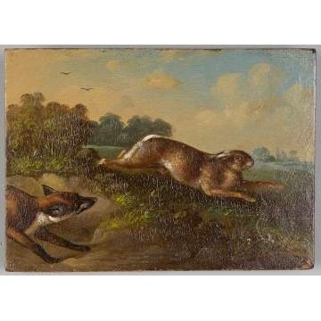 Pair 19th Century Paintings on Wood Panel