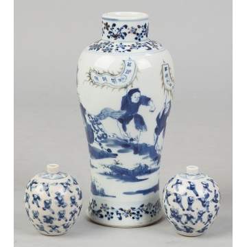 Blue and White Painted Porcelain Vases