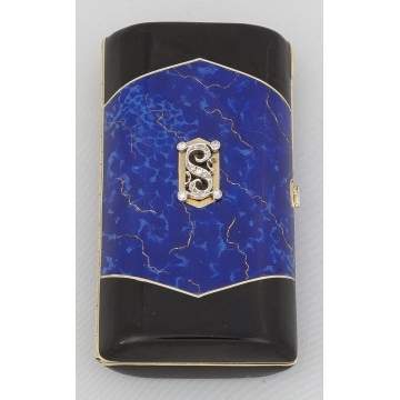 Gold and Enamel Cigarette Case with Diamonds