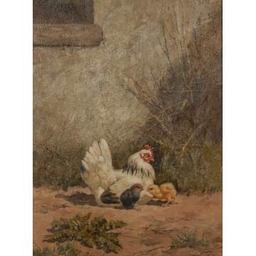 Two William Baptiste Baird (American, 1847-1917)  Hen with Chick paintings