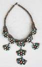 Vintage Navajo Silver, Turquoise and Coral   Necklace
