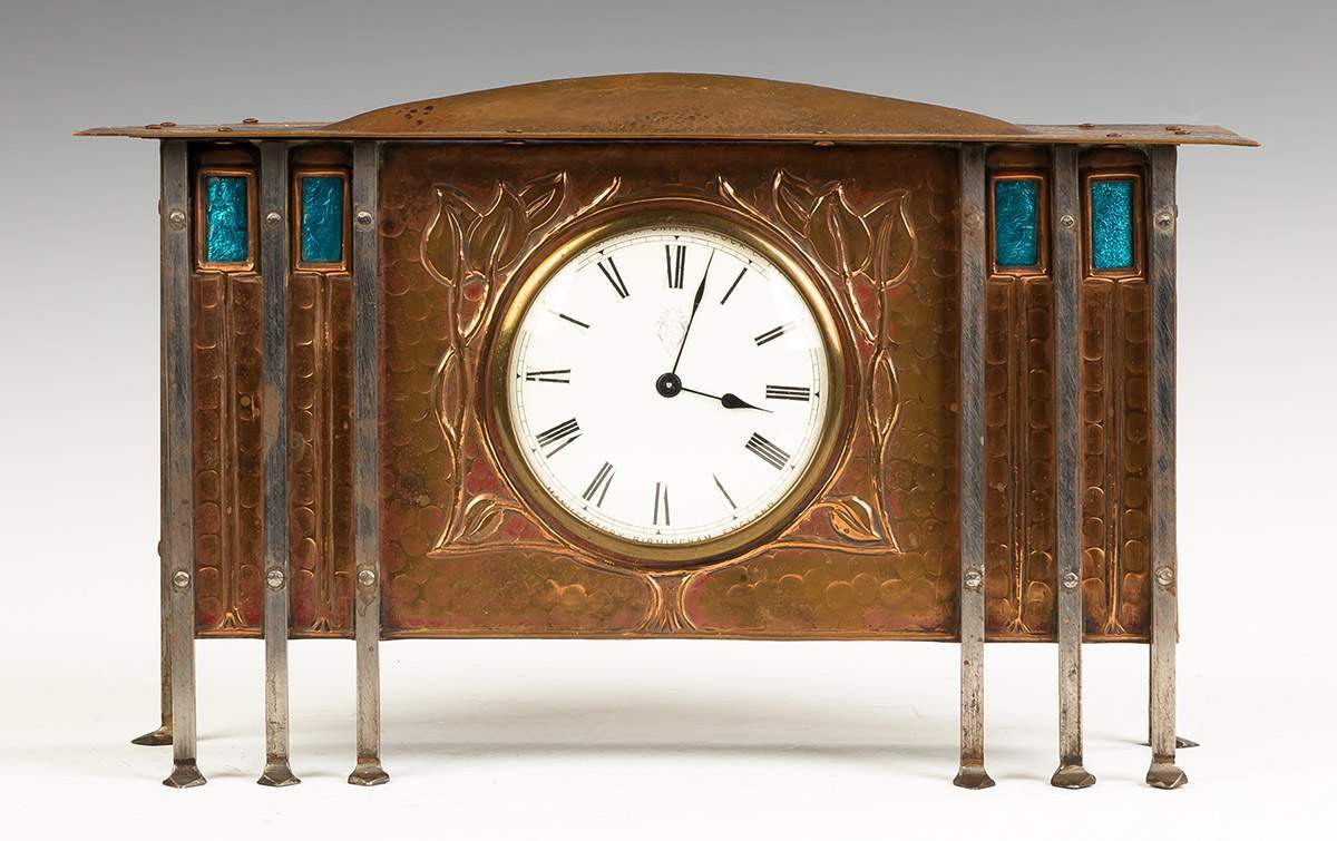 Hammered Copper and Steel Shelf Clock