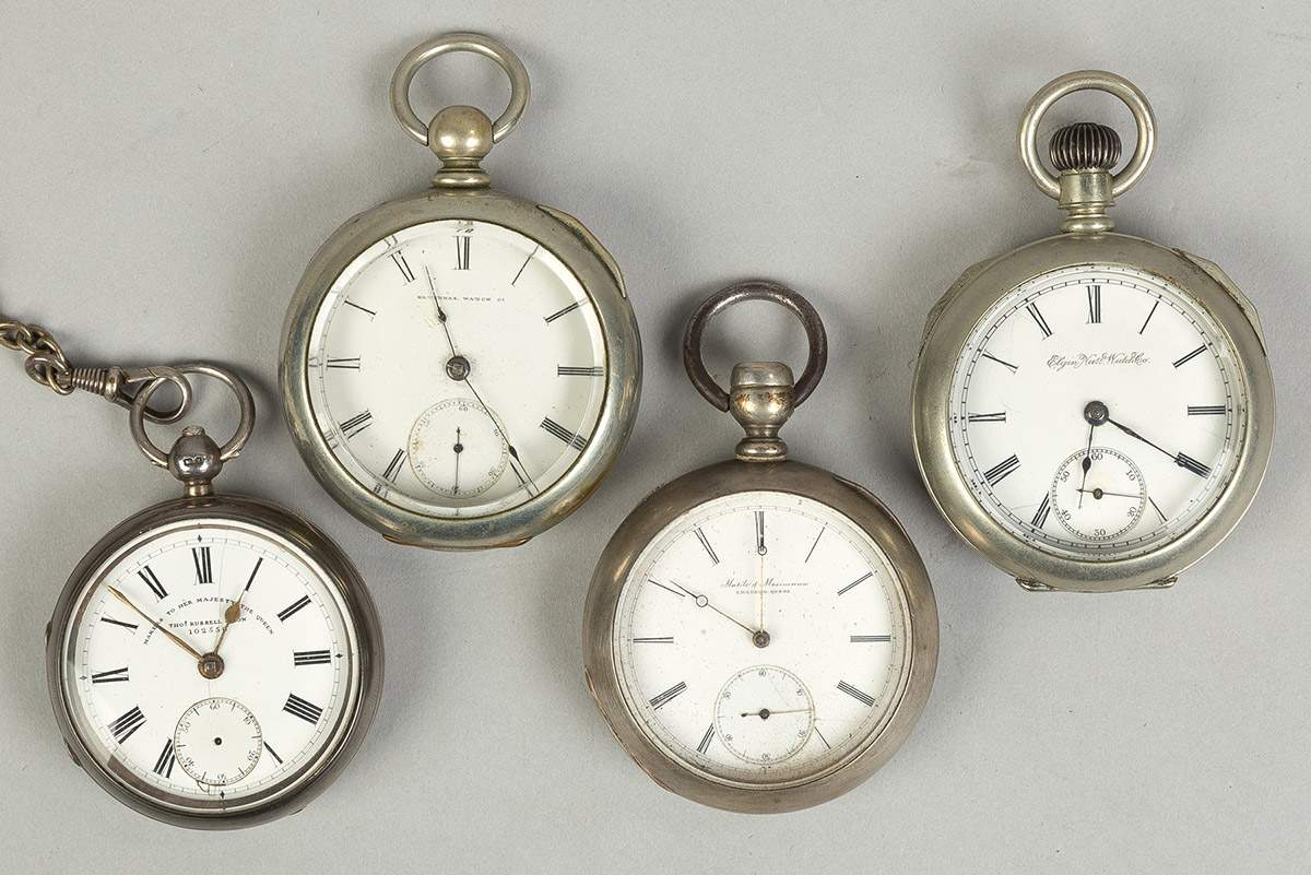 Four Early Coin Silver Pocket Watches
