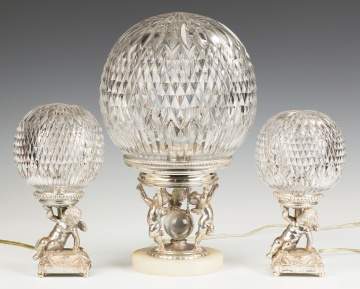 Pairpoint Silver Plated Lamps on Cut Glass Bases