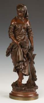 Eutrope Bouret (French, 1833-1906) Bronze of a Lady with Sheaves of Wheat