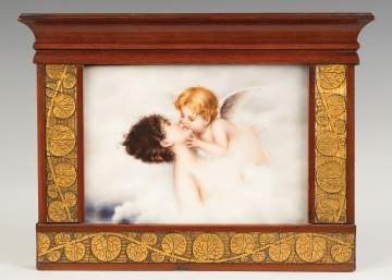Painting on Porcelain of a Cupid Kissing a Woman