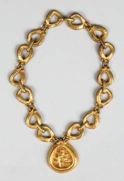 Line Vautrin (French, 1913-1997) Gilded Bronze Necklace