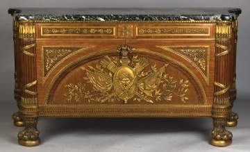 Louis XVI Style Marble Top Commode a Vantaux