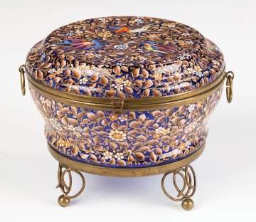 Moser (Probably) Jewelry Box with Enameled Birds and Flowers