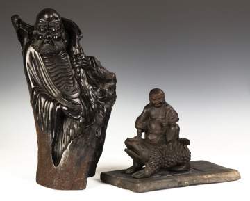 Chinese Carved Hardwood Figures