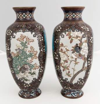Fine Pair of Japanese Cloisonné Vases