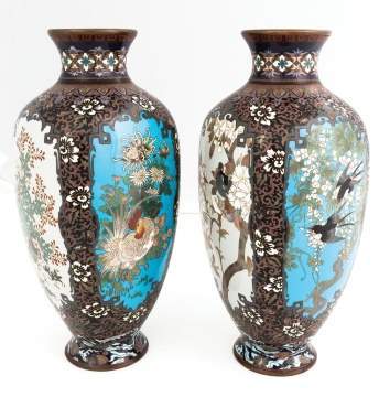 Fine Pair of Japanese Cloisonné Vases