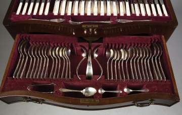 Edward Viner English Sterling Silver and Mother of Pearl Flatware, Art Deco