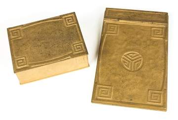 Tiffany Studios Covered Box and Notepad - Greek  Key Design